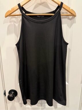 SHEIN Black Ribbed High-Neck Tank Top